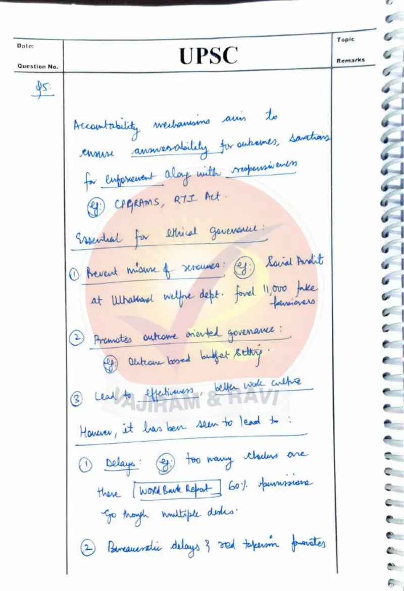 Madhav Agrawal handwritten UPSC Mains answer to "Accountability in ethical governance — merits and the red-tape/delay downside" (GS4, AIR 16, CSE 2024)