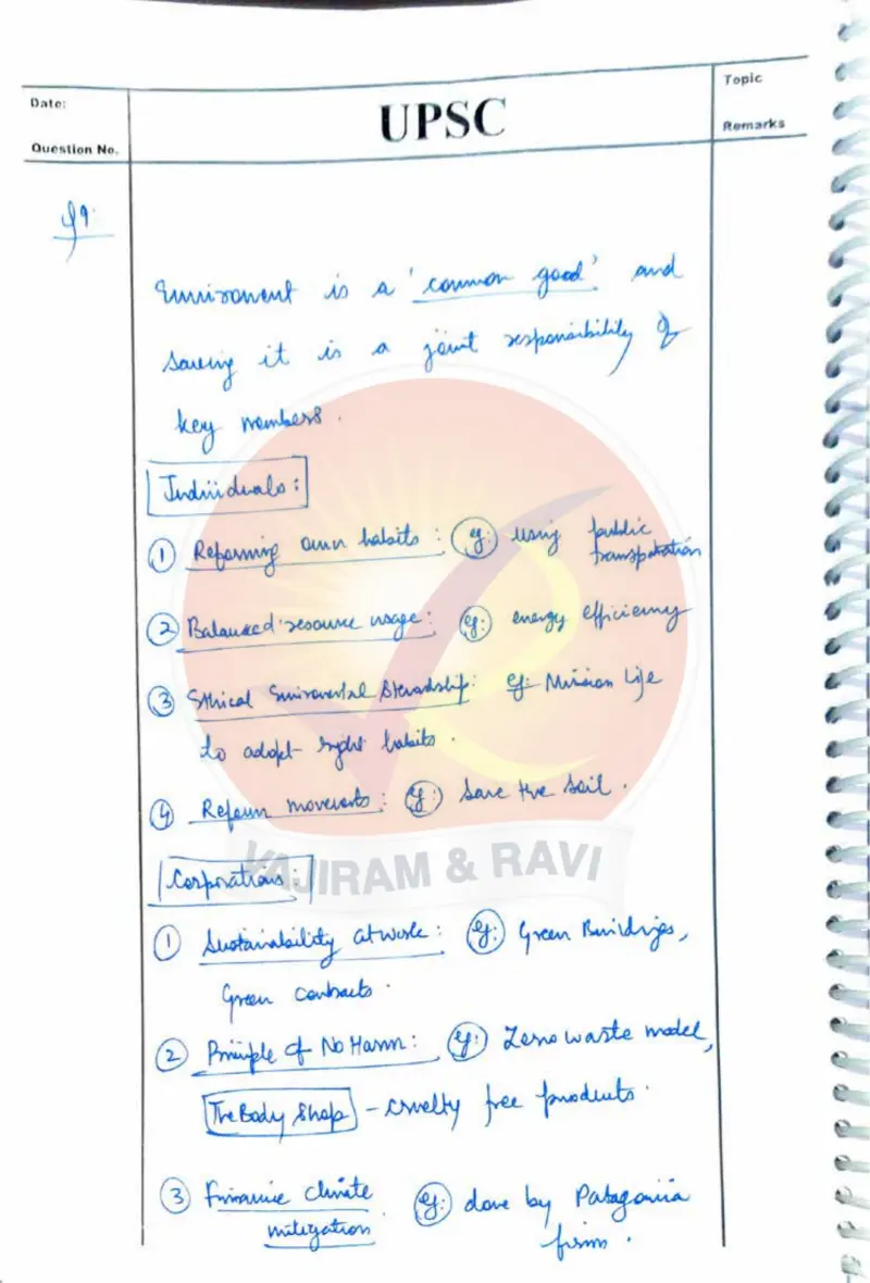 Madhav Agrawal handwritten UPSC Mains answer to "Environment as a common good — shared ethical/environmental stewardship" (GS4, AIR 16, CSE 2024)