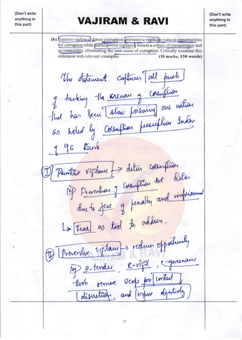 Sandeep Badad handwritten UPSC Mains answer to "Combating corruption through participative vigilance and transparency (exact prompt partly" (GS4, Rank 82, CSE 2025)