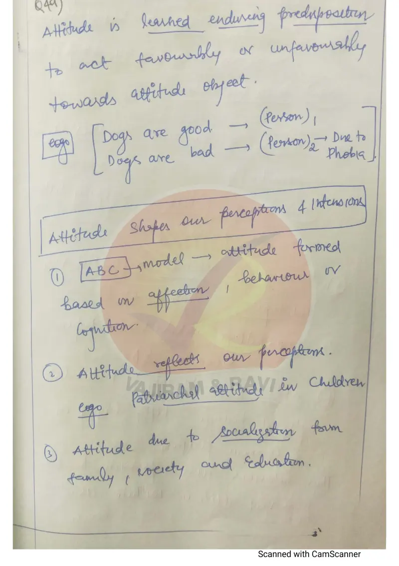 Vimal Kumar handwritten UPSC Mains answer to "Attitude - meaning, ABC model, behaviour as expression" (GS4, Rank 107, CSE 2025)