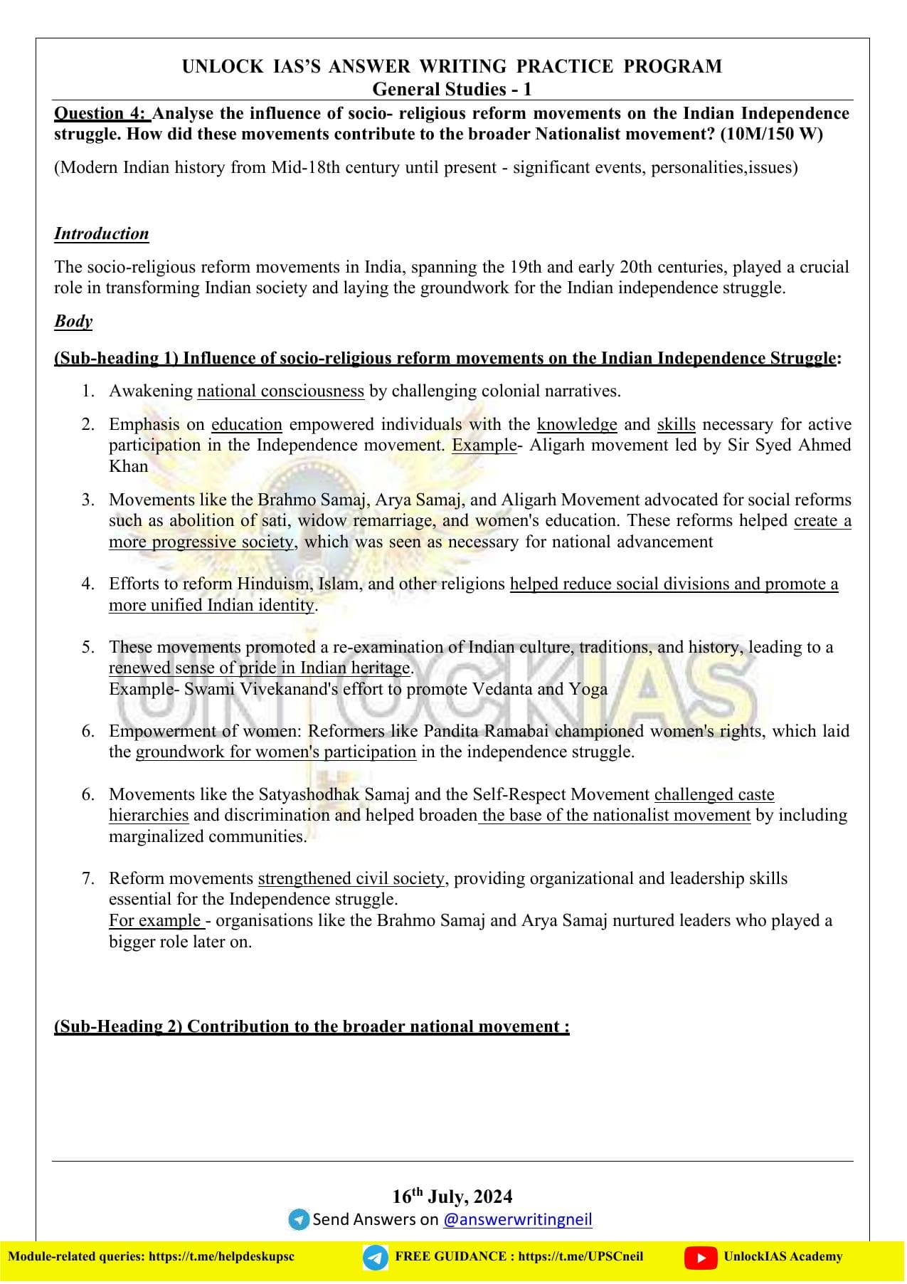 GS Paper 1 — Model Answers — Page 11