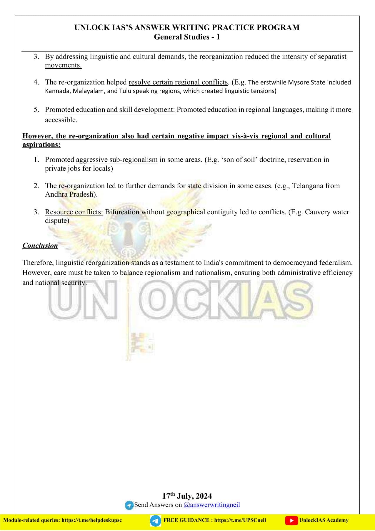 GS Paper 1 — Model Answers — Page 19