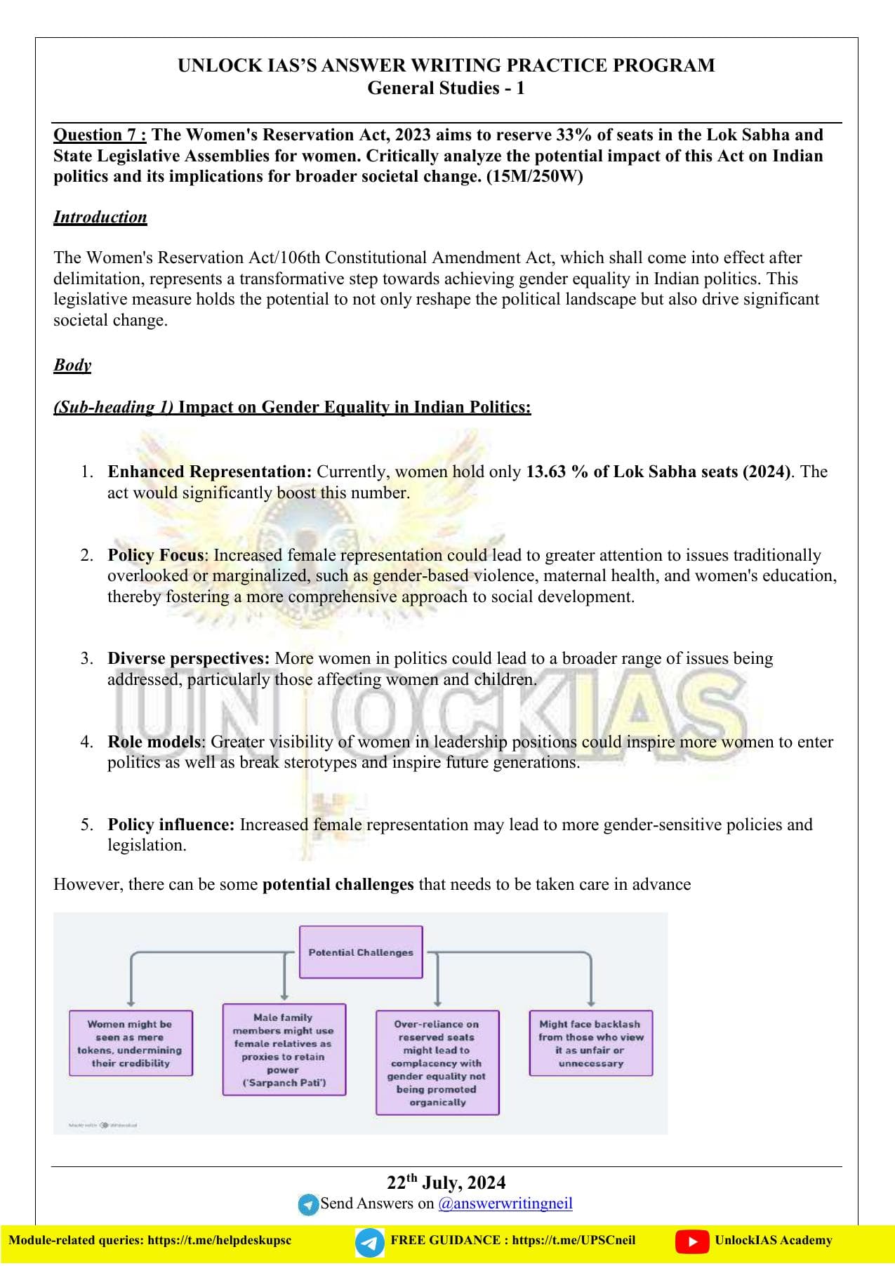 GS Paper 1 — Model Answers — Page 20