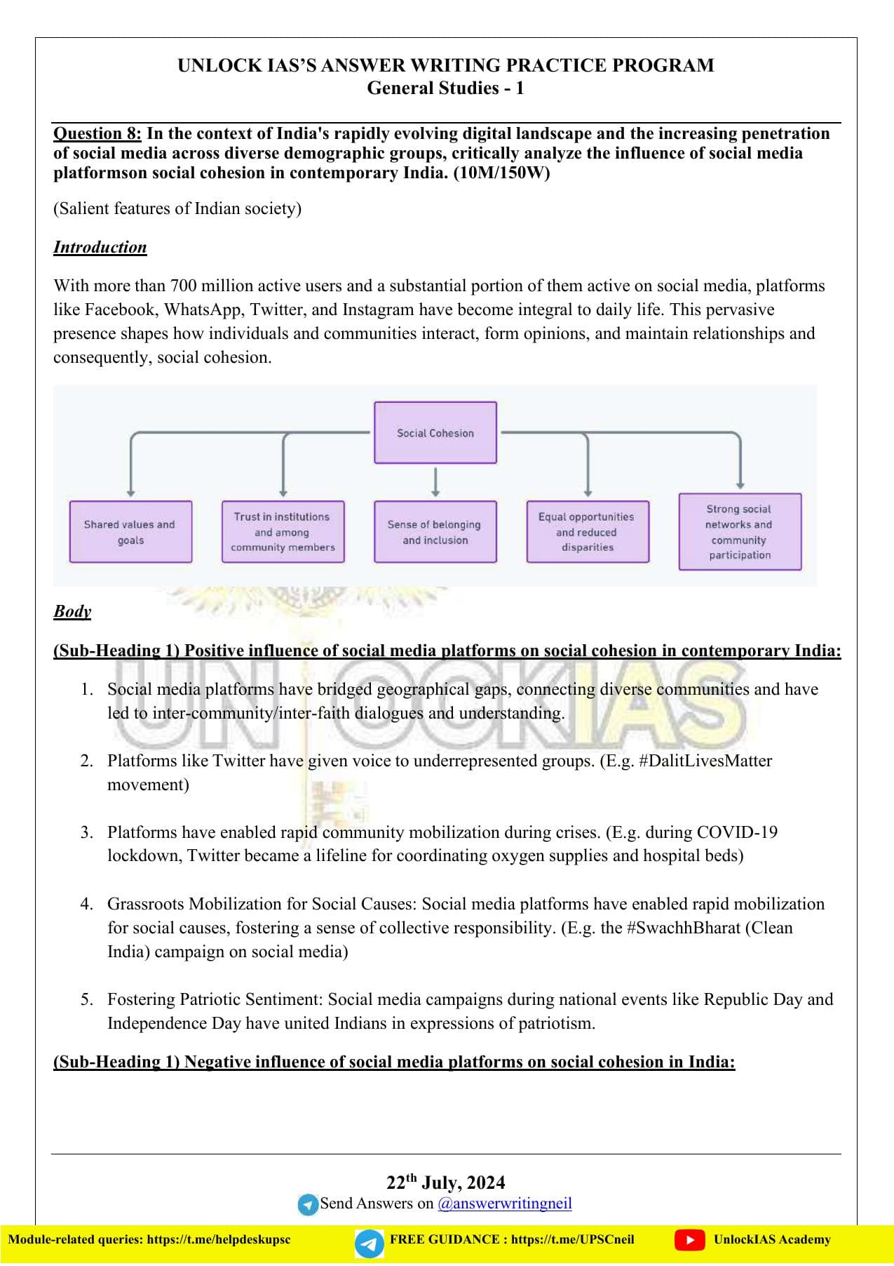 GS Paper 1 — Model Answers — Page 22