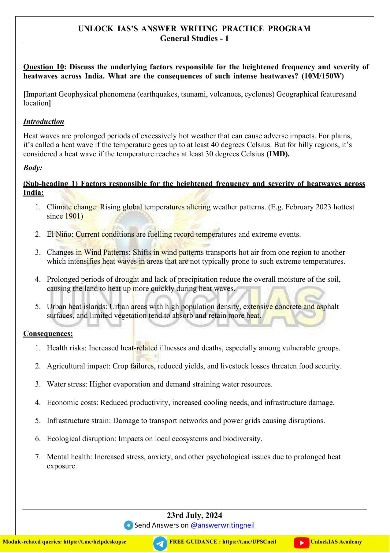 GS Paper 1 — Model Answers — Page 28
