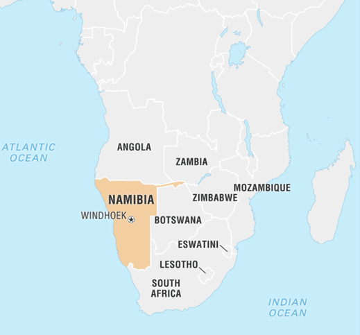 Illustration for Namibia Key Geographic Features (Country Mapping)