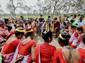 Illustration for Jhumoir Binandini Folk Dance (Assam Folk Dance)