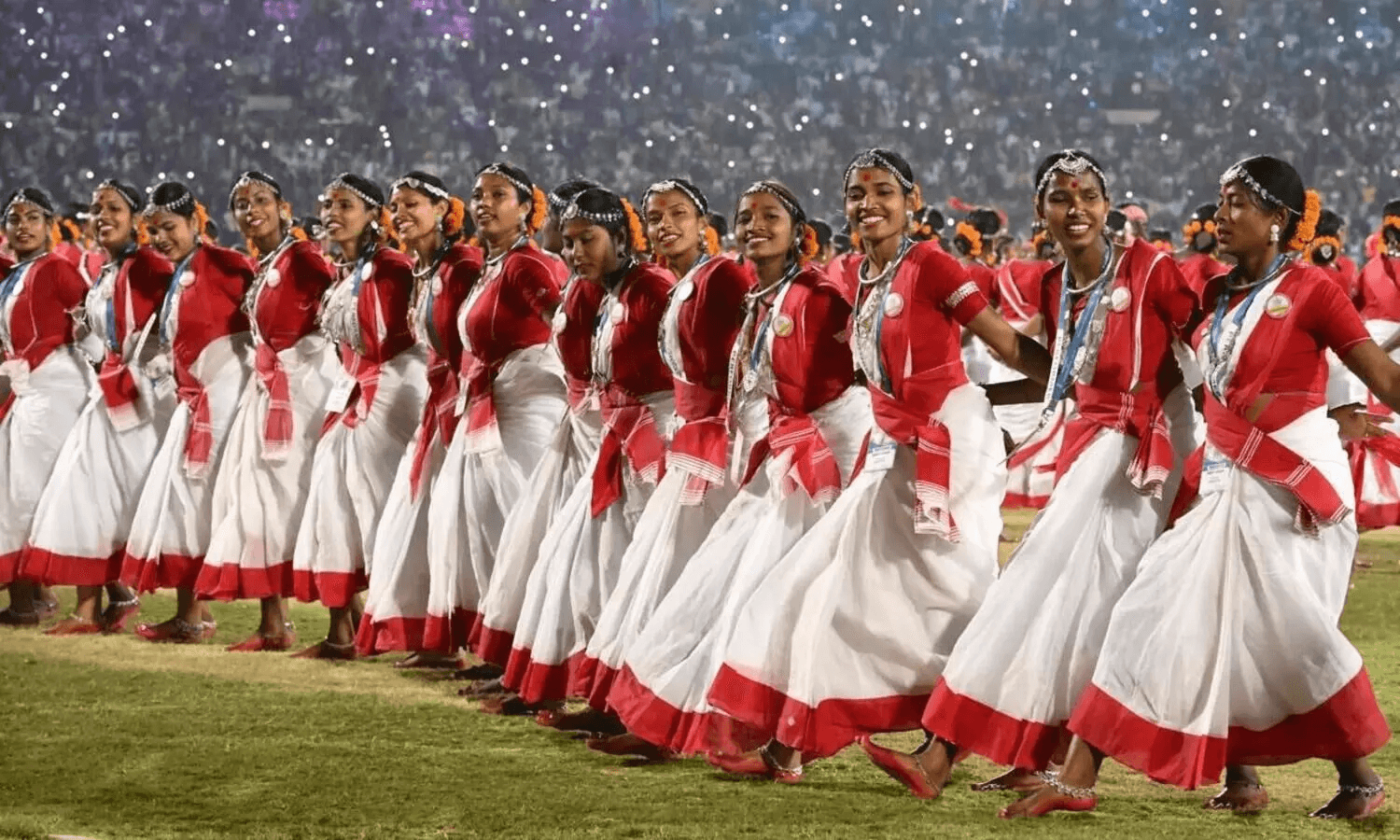 Illustration for Jhumoir dance of Assam tea tribes (Jhumur Folk Dance)