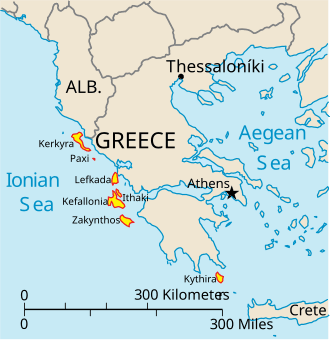 Illustration for Ionian Islands Location and Features (Greek Islands)