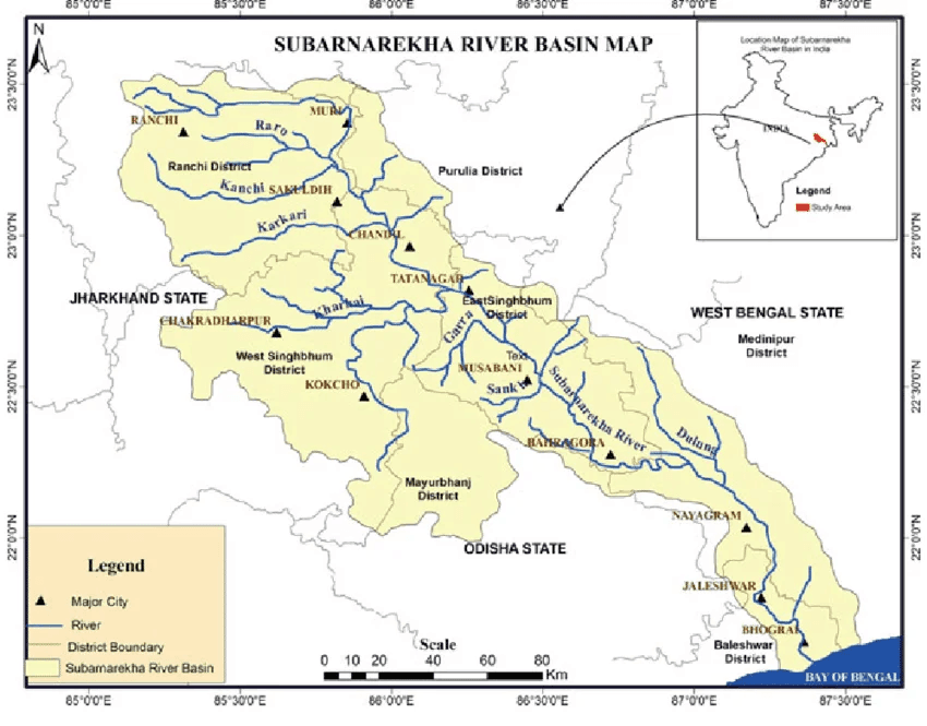 Illustration for Subarnarekha River and Basin (East India River)