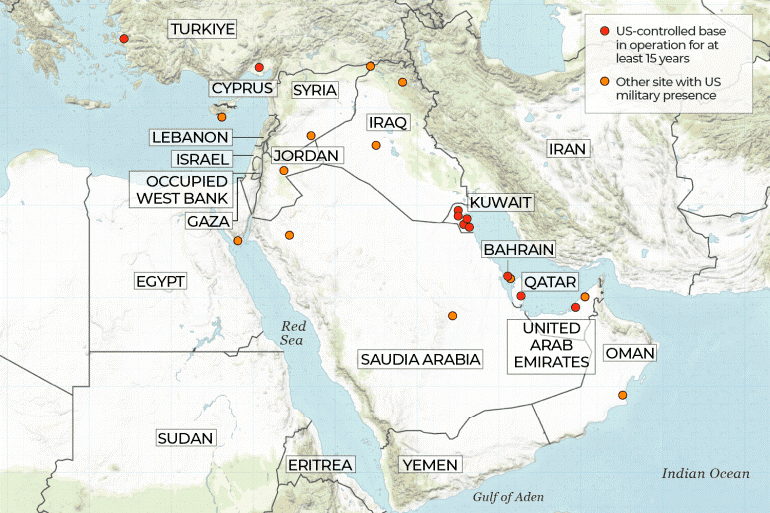 Illustration for US Military Bases in West Asia (US Bases)