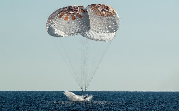 Illustration for Splashdown Landing Technique (Space Re-entry)