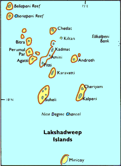 Illustration for Bitra Island location and features (Lakshadweep Isle)