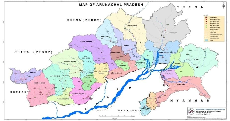 Illustration for Arunachal Pradesh Border Geography (Border State Geography)