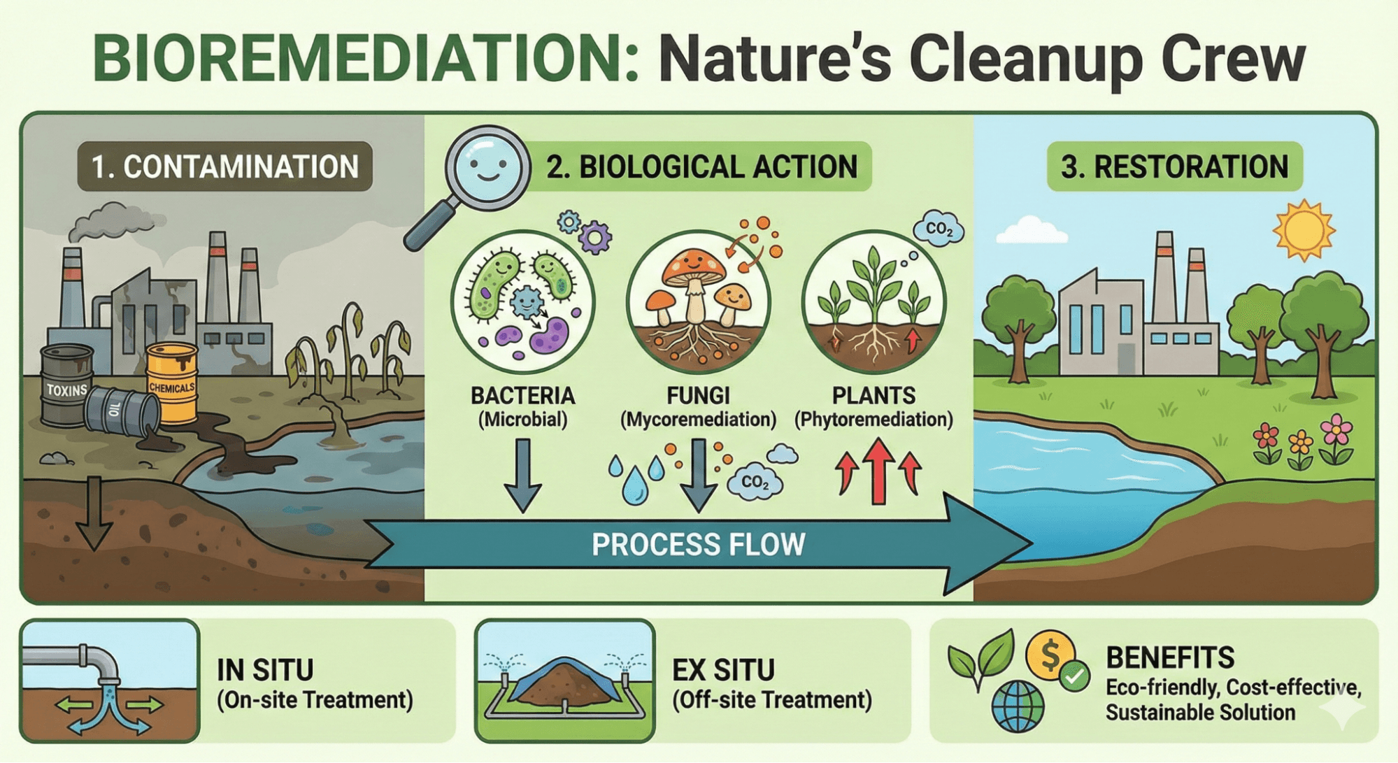 Illustration for Bioremediation Techniques for Pollution Cleanup (Bioremediation Technology)