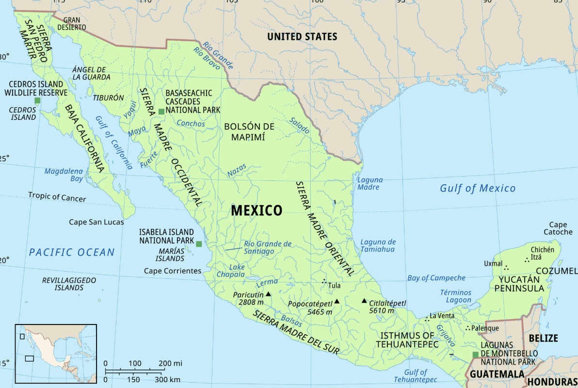 Illustration for Mexico Geographical Overview (Mexico Geography)