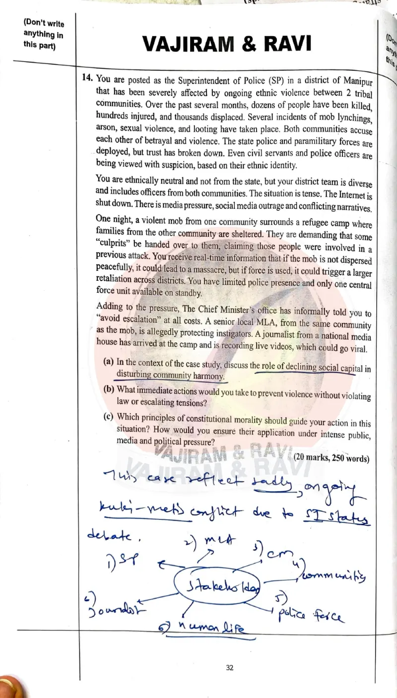Aakash Om Trivedi — UPSC General Studies mains answer copy (Rank 73, CSE 2025): handwritten answer sheet