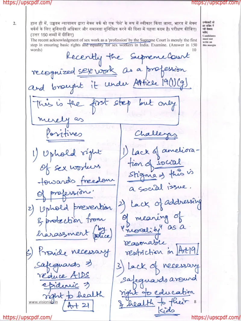 Aditya Srivastava — UPSC General Studies mains answer copy (AIR 1, CSE 2023): handwritten answer sheet