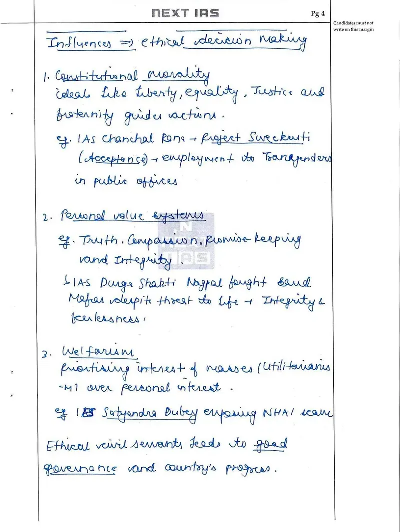 Animesh Jain — UPSC Ethics (GS4) mains answer copy (Rank 63, CSE 2025): handwritten answer sheet — further page from this booklet (1 of 3 shown)