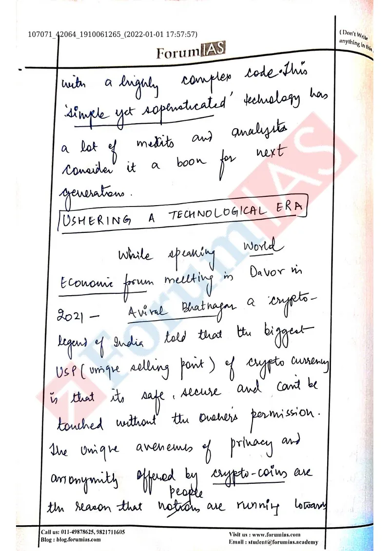 Devesh Chaturvedi — UPSC Essay mains answer copy (Rank 148): handwritten answer sheet — further page from this booklet (1 of 3 shown)