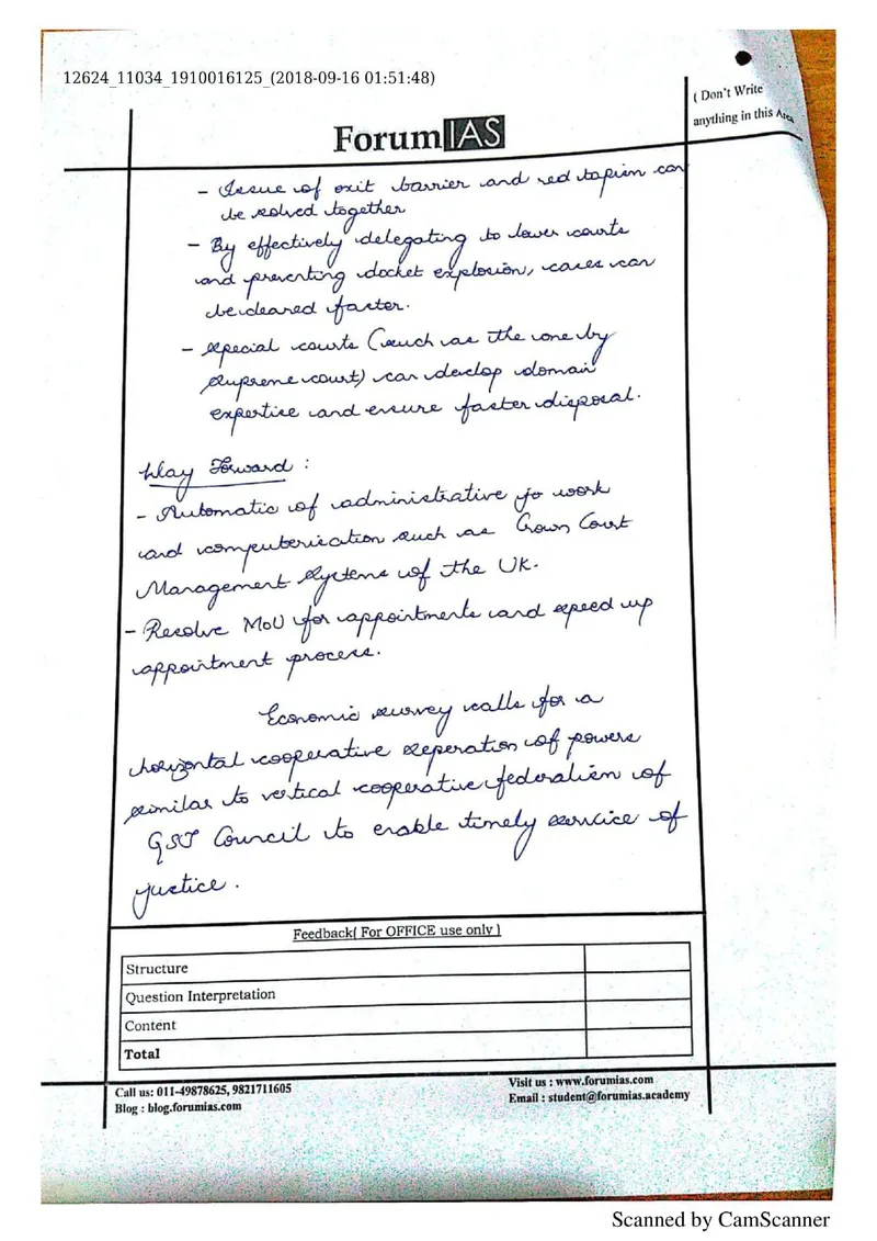 Pedditi Dhatri Reddy — UPSC General Studies mains answer copy (Rank 46, CSE 2019): handwritten answer sheet — further page from this booklet (3 of 3 shown)