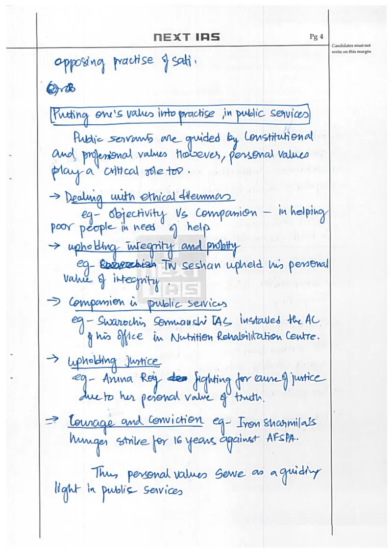 Diksha Rai — UPSC Ethics (GS4) mains answer copy (Rank 40, CSE 2025): handwritten answer sheet — further page from this booklet (3 of 3 shown)