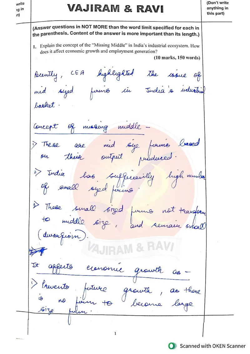Kanishak Aggarwal — UPSC General Studies mains answer copy (Rank 72, CSE 2025): handwritten answer sheet — further page from this booklet (1 of 3 shown)
