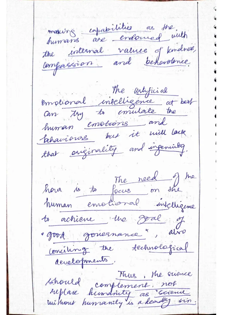 Kumud Mishra — UPSC Ethics (GS4) mains answer copy (Rank 69, CSE 2024): handwritten answer sheet