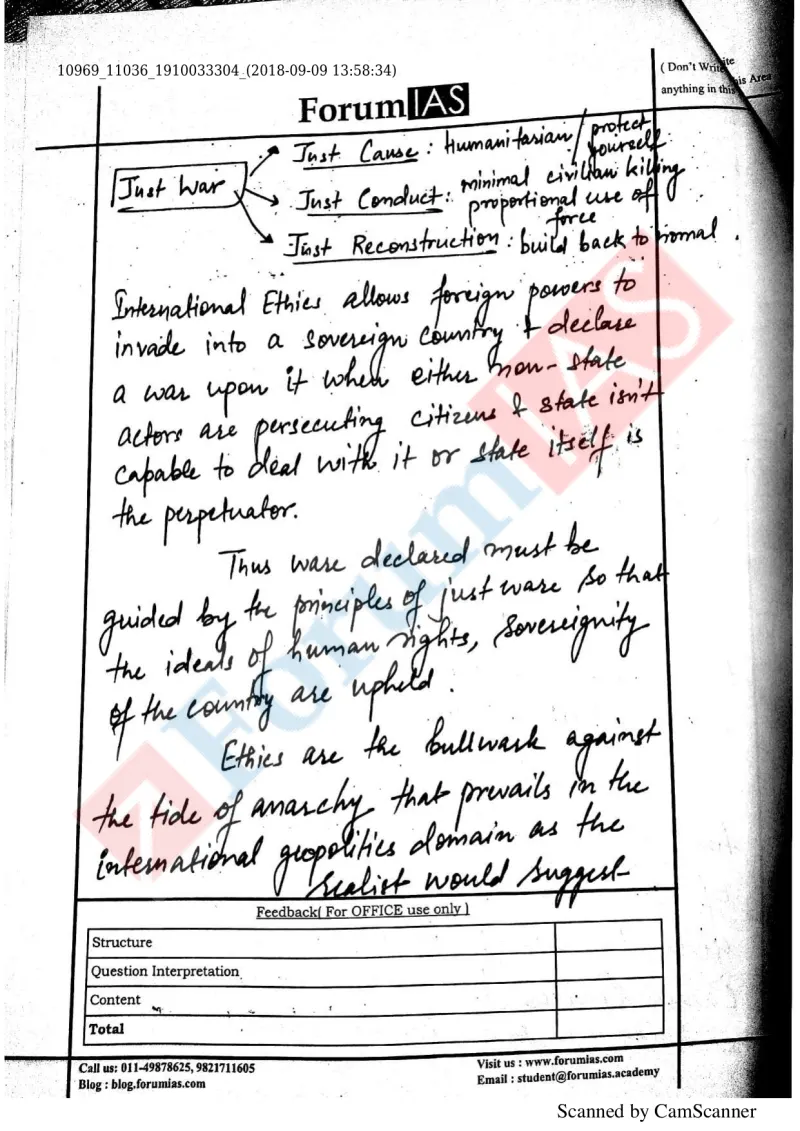 Lokesh Yadav — UPSC Ethics (GS4) mains answer copy (Rank 190): handwritten answer sheet