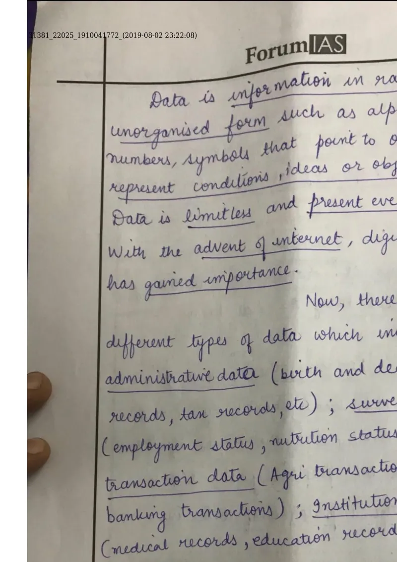 Natisha Mathur — UPSC General Studies mains answer copy (Rank 37, CSE 2019): handwritten answer sheet — further page from this booklet (1 of 3 shown)