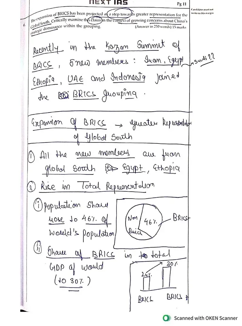 Pakshal Secretry — UPSC GS Paper 1 mains answer copy (Rank 8, CSE 2025): handwritten answer sheet — further page from this booklet (2 of 3 shown)
