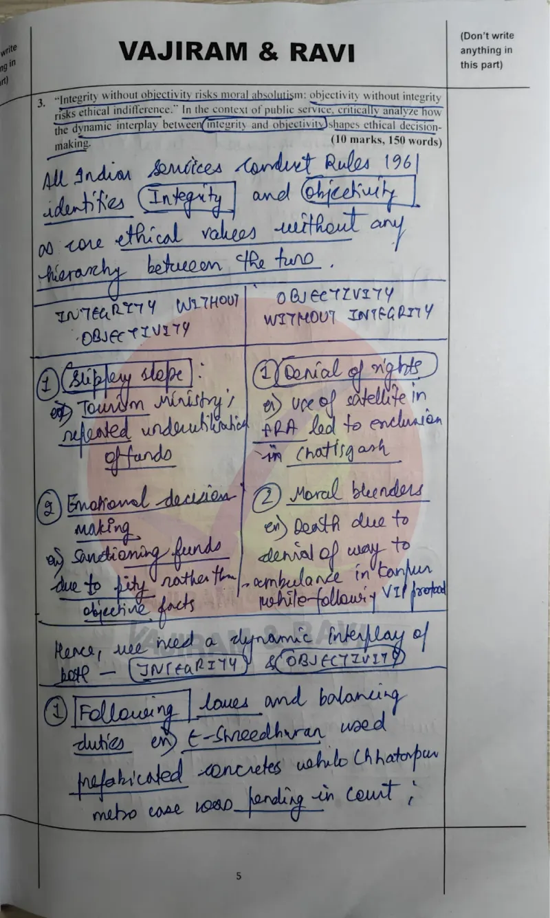 Puru Dubey — UPSC General Studies mains answer copy (Rank 86, CSE 2025): handwritten answer sheet