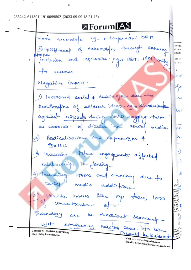 Rishabh Bhatt — UPSC GS Paper 2 mains answer copy (Rank 363, CSE 2023): handwritten answer sheet