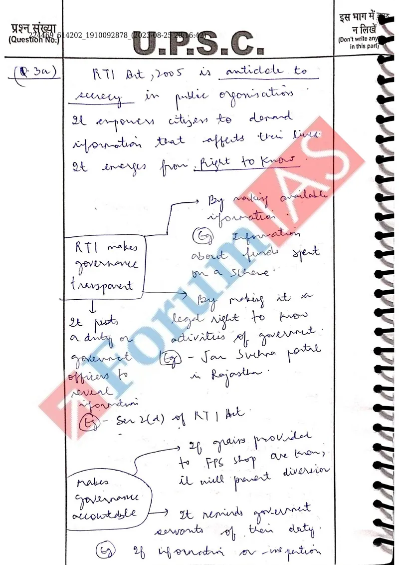 Shailputri — UPSC Ethics (GS4) mains answer copy (Rank 315, CSE 2023): handwritten answer sheet — further page from this booklet (1 of 3 shown)
