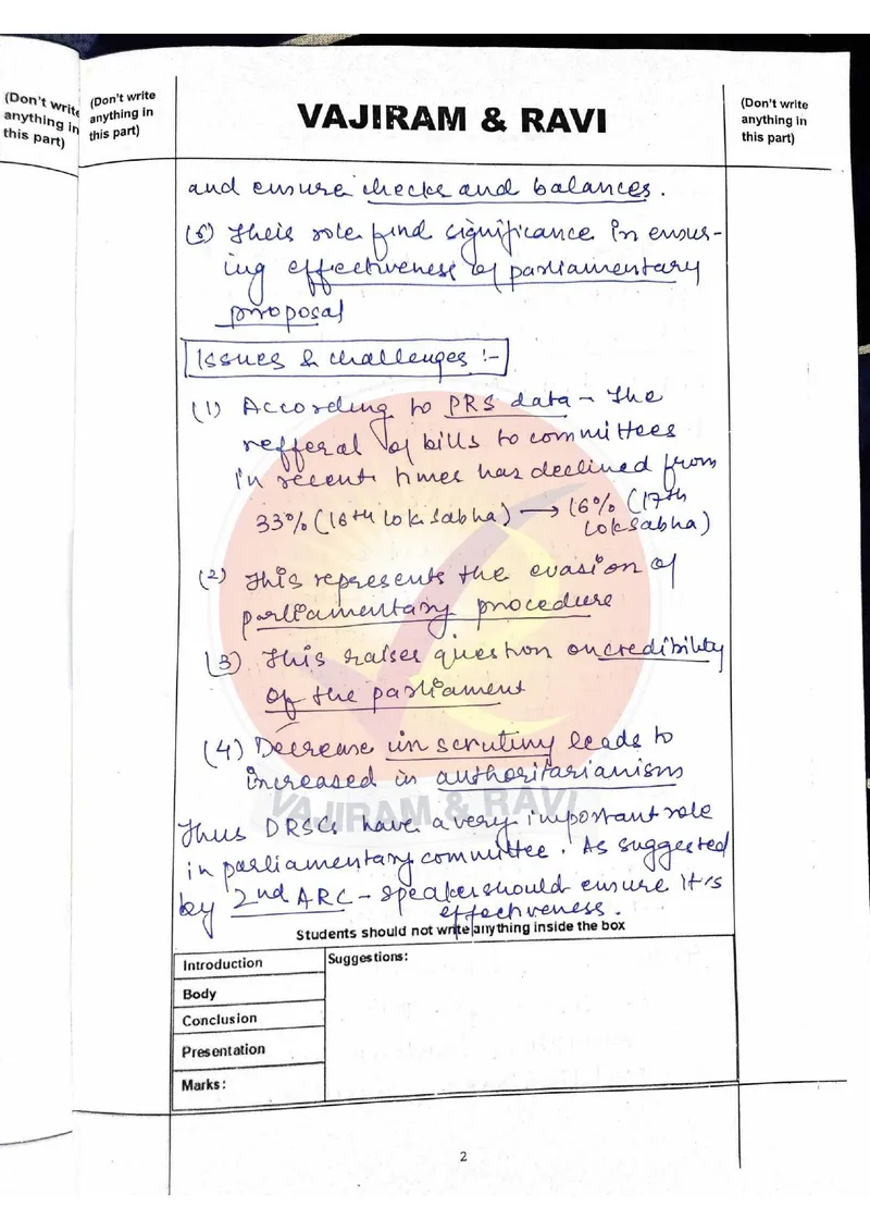 Shakti Dubey — UPSC GS Paper 2 mains answer copy (AIR 1, CSE 2024): handwritten answer sheet — further page from this booklet (2 of 3 shown)