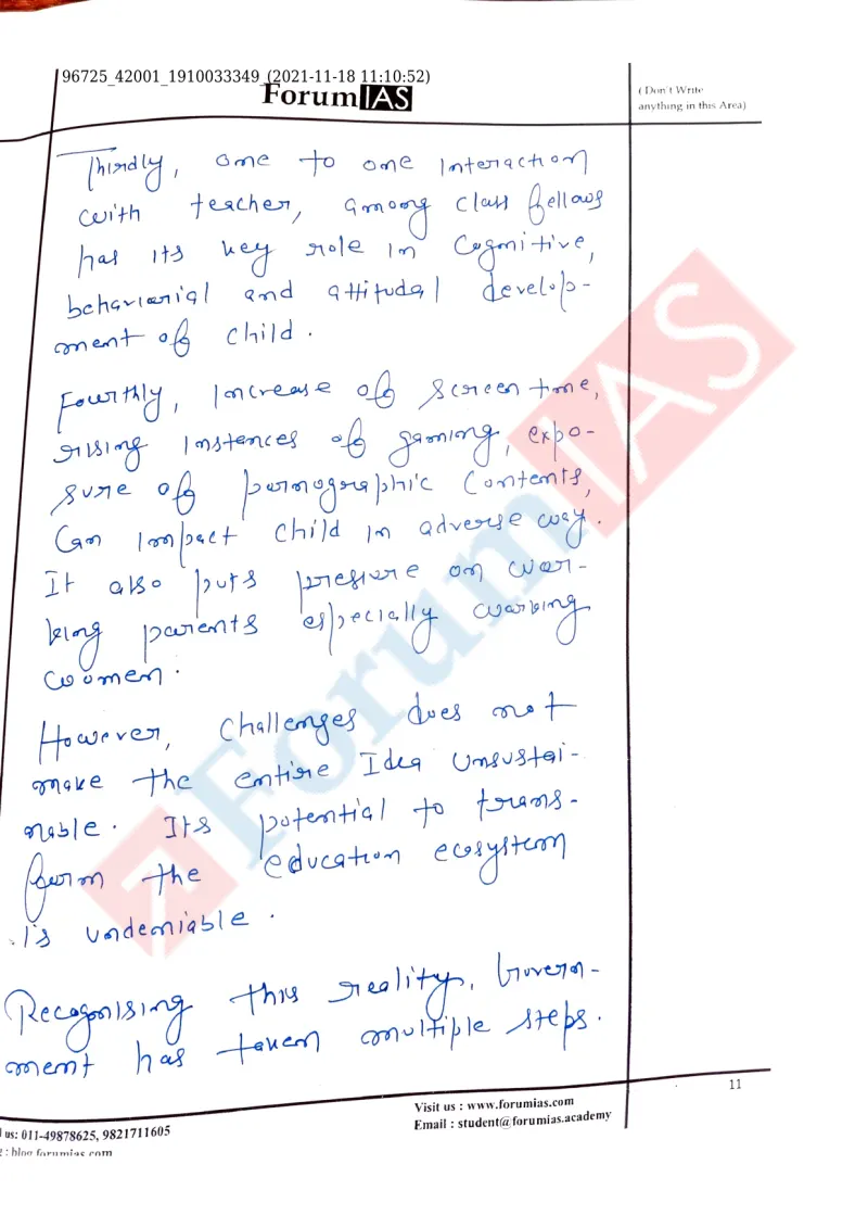 Shubhra Kumari — UPSC Essay mains answer copy (Rank 197): handwritten answer sheet