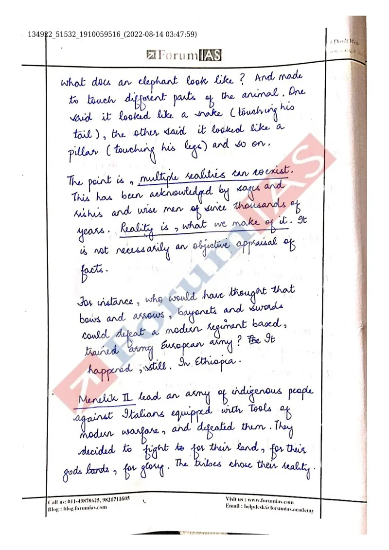 Smriti Mishra — UPSC Essay mains answer copy (AIR 4, CSE 2022): handwritten answer sheet — further page from this booklet (2 of 3 shown)
