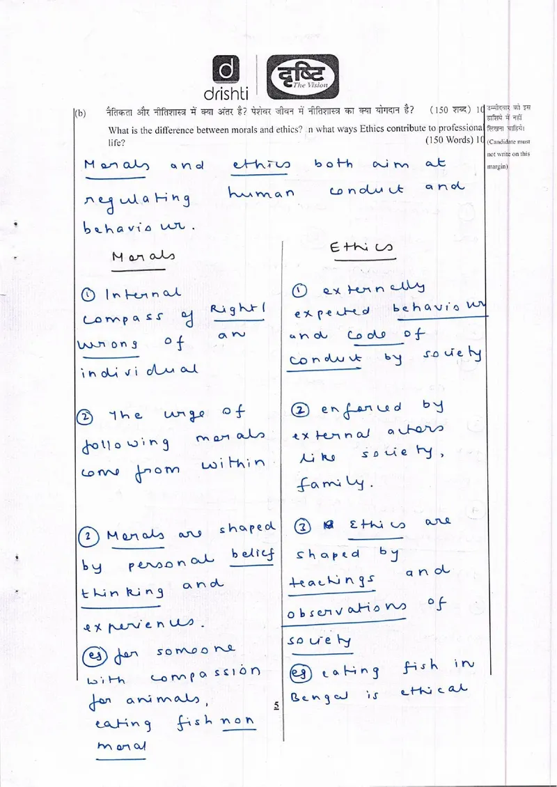 Vandita — UPSC Ethics (GS4) mains answer copy (Rank 403, CSE 2024): handwritten answer sheet — further page from this booklet (1 of 3 shown)