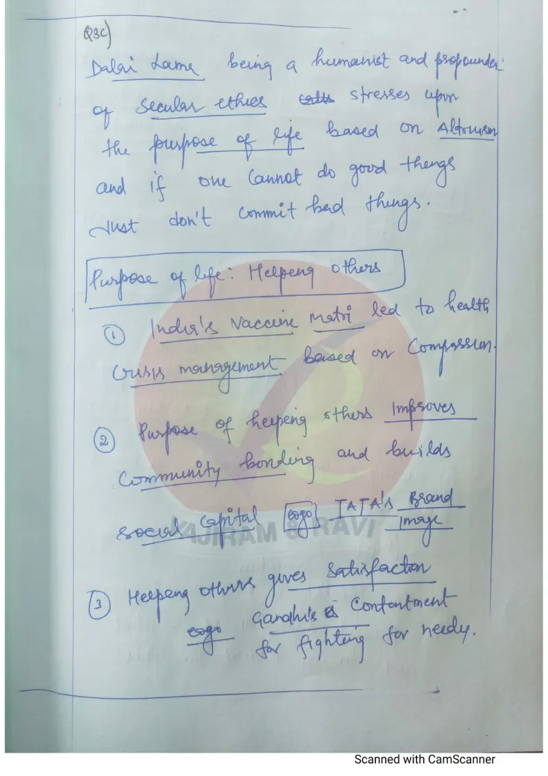 Vimal Kumar — UPSC Ethics (GS4) mains answer copy (Rank 107, CSE 2025): handwritten answer sheet
