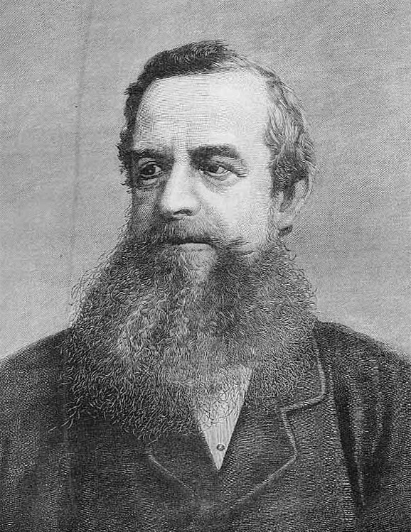An 1880 engraved bust portrait of George Robinson, 1st Marquess of Ripon, Viceroy of India, a balding man with a long full beard in a dark coat.