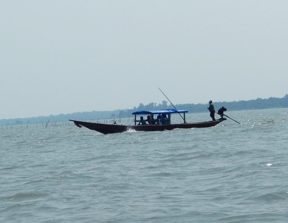 A boat on the brackish waters of Chilika Lake, the coastal lagoon in Odisha.