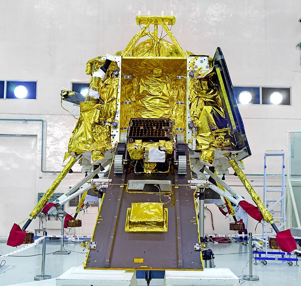 ISRO's Chandrayaan-2 Vikram lander with the Pragyan rover mounted on its ramp.