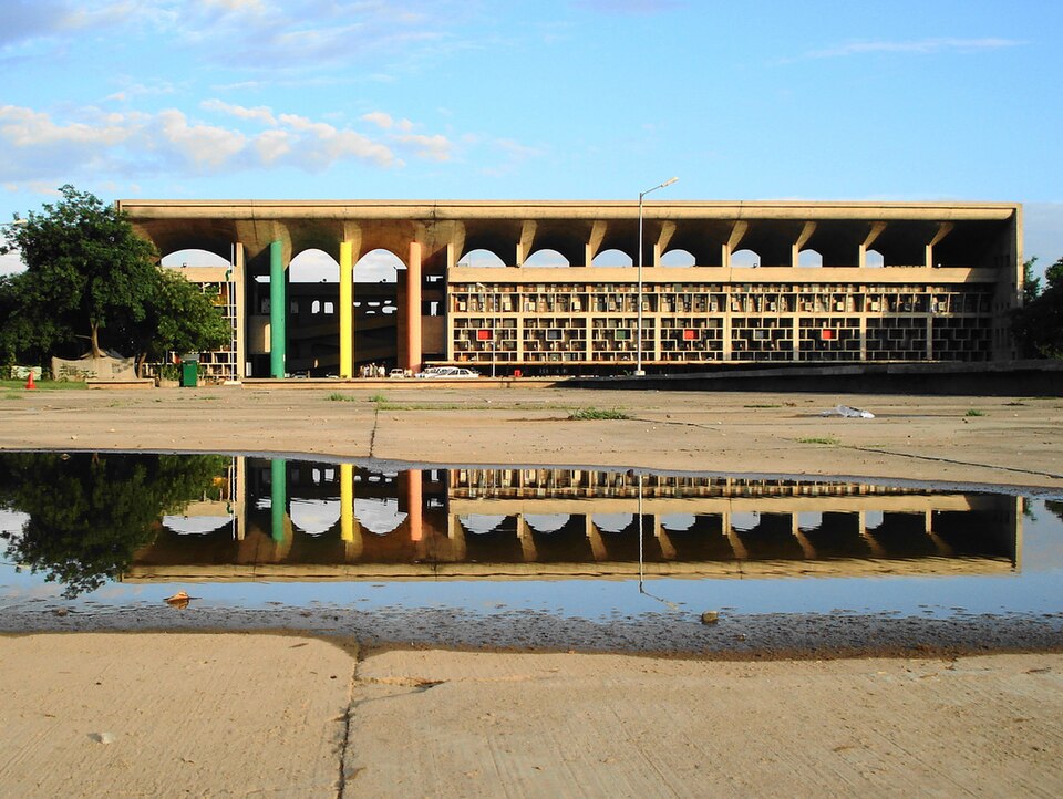 The Le Corbusier-designed Punjab and Haryana High Court building, Chandigarh Capitol Complex