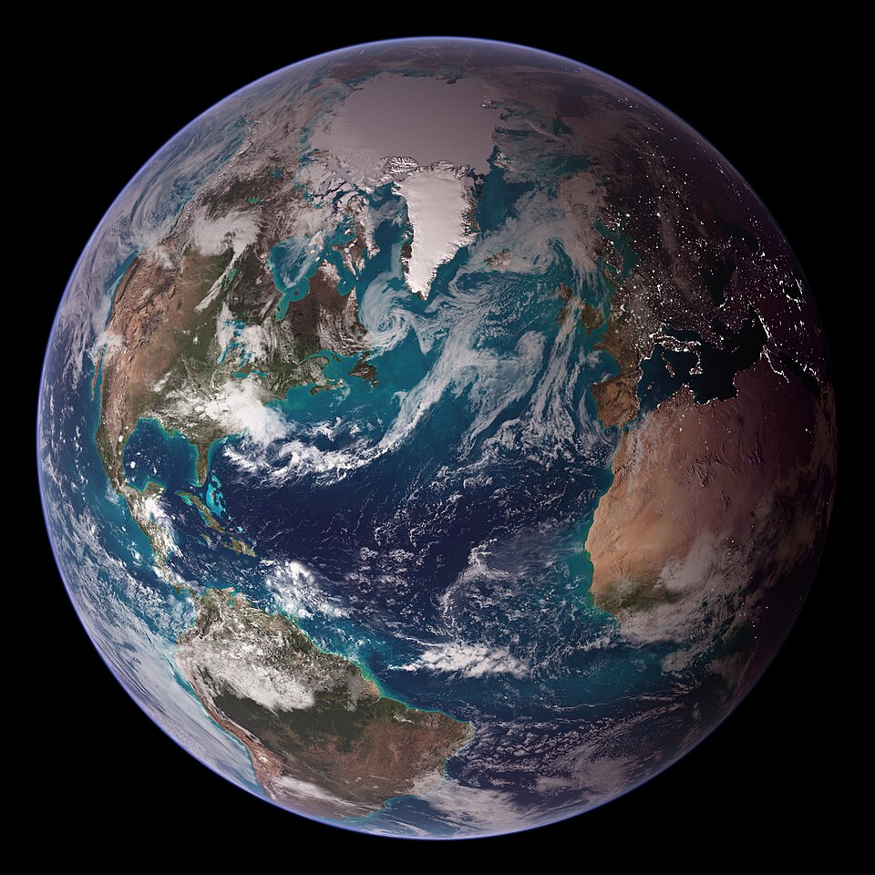 Full-disc Blue Marble photograph of planet Earth seen from space