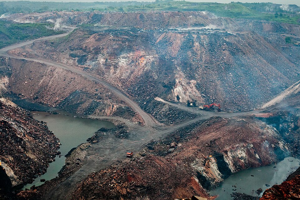 Open-pit coal mine at the Jharia coalfield near Dhanbad, Jharkhand