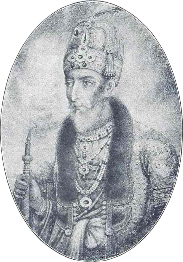 Period portrait of Bahadur Shah Zafar II, the last Mughal emperor, in royal regalia