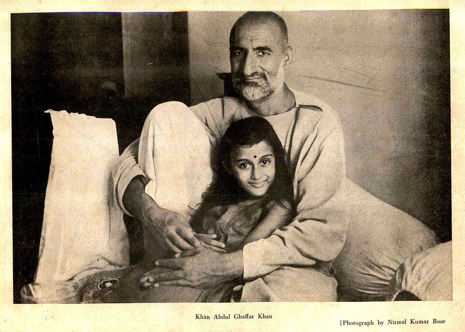 Khan Abdul Ghaffar Khan, the Frontier Gandhi, in a captioned 1939 photograph