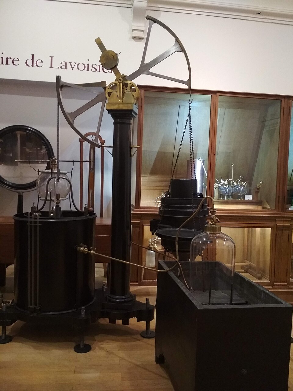 Historic ice-calorimeter apparatus of Lavoisier and Laplace, an instrument for measuring heat exchange