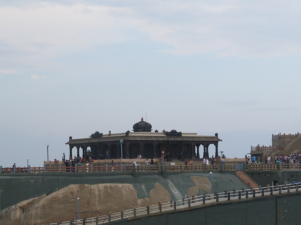 The Vivekananda Rock Memorial mandapam on its rock island at Kanyakumari